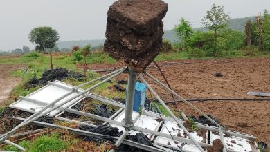 सौर उर्जा पॅनल कोसळल्याने शेतकऱ्याचे नुकसान ! .