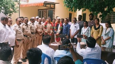 रामतीर्थ पोलीस ठाण्यातील सपोनि श्रीधर जगताप यांना निरोप तर सपोनि विक्रम हराळे यांचे स्वागत .