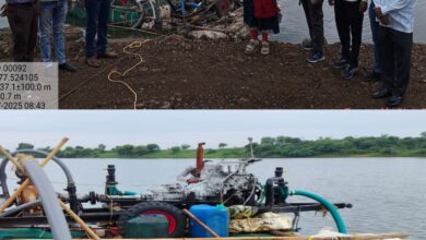 बरबडा वाडी परिसरातील गोदा पात्रातून वाळू उपशाची यत्रणा जप्त.